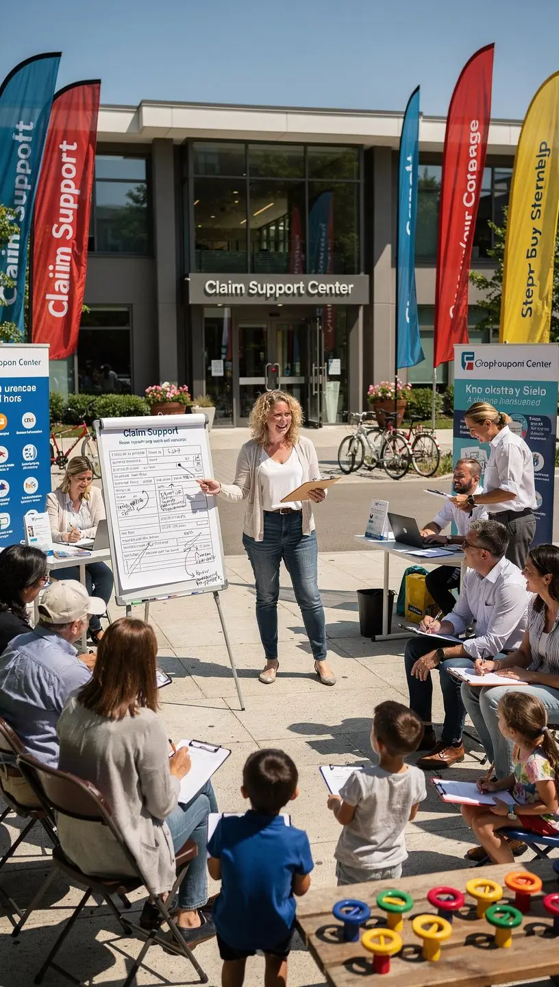 Beratungsgespräch zwischen Kunde und Versicherungsexperten zur Klärung von Ansprüchen und Abläufen.